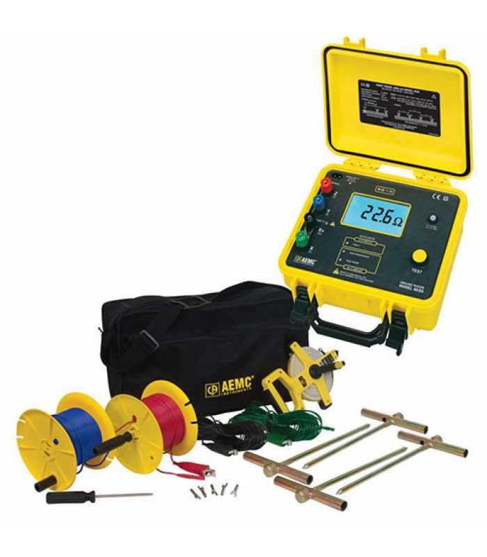 AEMC 4620 KIT-500FT [2135.21] 4-Point Digital Ground Resistance Tester Kit with 500ft Leads for 4-Point Testing