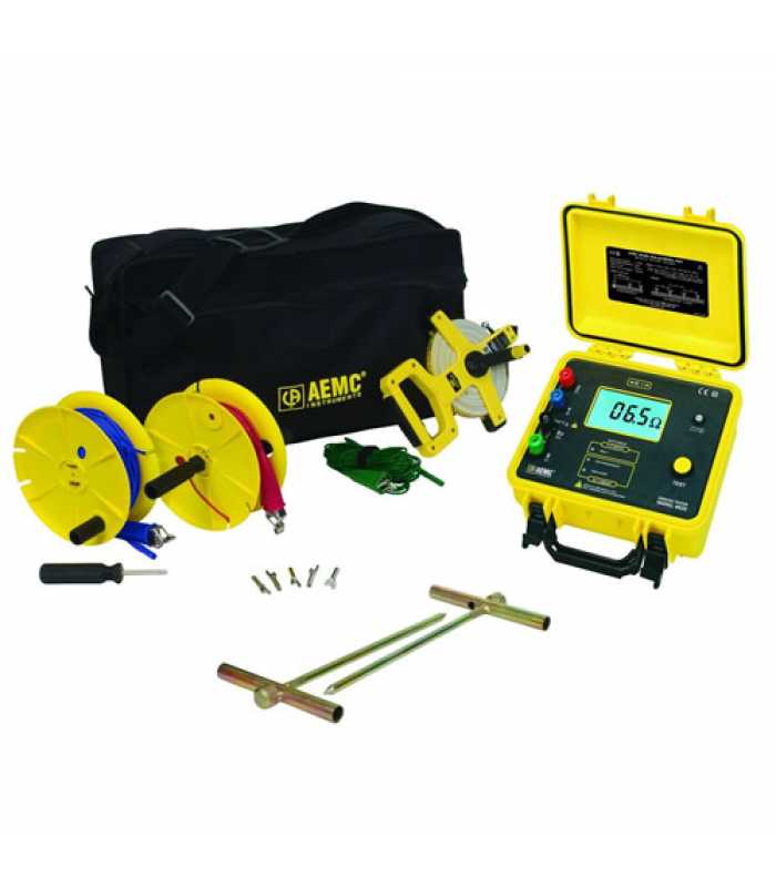 AEMC 4630 KIT-150FT [2135.22] 4-Point Digital Ground Resistance Tester Kit w/ 150 ft Leads and Rechargeable Battery Pack
