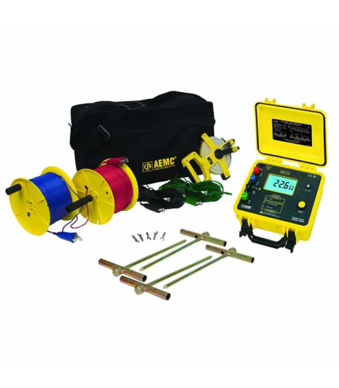 AEMC 4630 KIT-500FT [2135.24] 4-Point Digital Ground Resistance Tester Kit w/ 500 ft Leads and Rechargeable Battery Pack