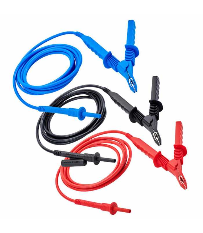 AEMC 2151.30 Test Leads, 10 ft, 5kV Safety with Hippo Clips, Set of 3