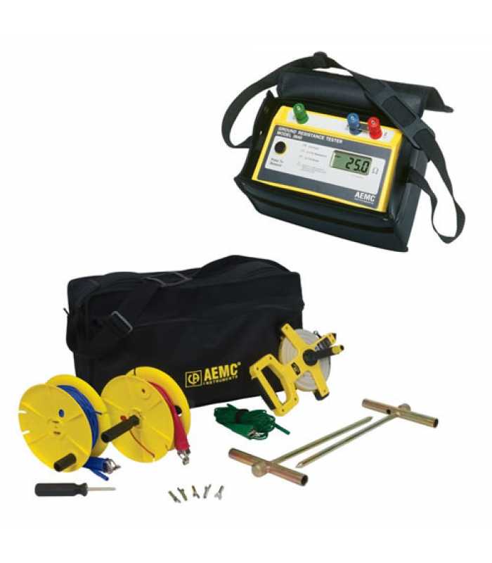 AEMC 3640 KIT-300FT [2135.36] 3-Point Digital Ground Resistance Tester Kit, w/300' Color-Coded Leads