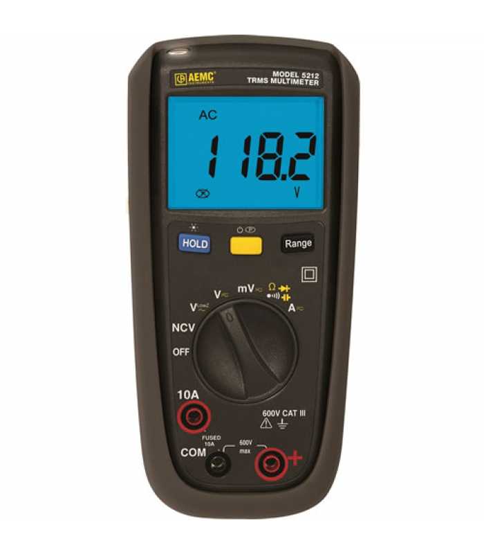 AEMC 5212 [2154.07] Digital Multimeter TRMS, 6000ct, NCV, V, A, AC/DC, Ohm, T, Frequency, Auto Hold 