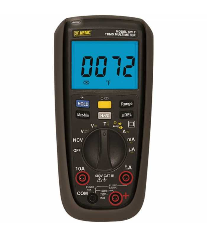AEMC 5217 [2154.09] Digital Multimeter TRMS, 6000ct, NCV, V, A, AC/DC, Ohm, T, Frequency, Auto Hold