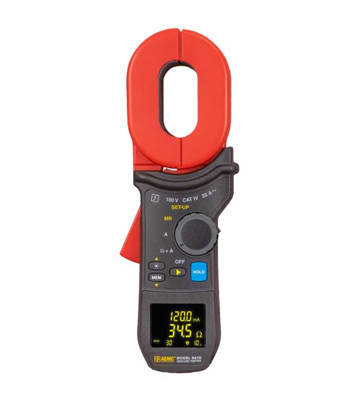 AEMC 6418 [2141.03] Clamp-On Ground Resistance Tester with Alarm, Memory and Oblong Jaws