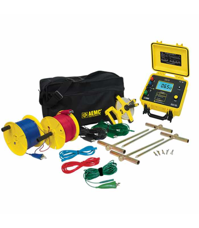 AEMC 6471 WP [2135.61] 2-Point, 3-Point and 4-Point Multi-Function Ground Resistance Tester Kit w/ 500 ft Leads
