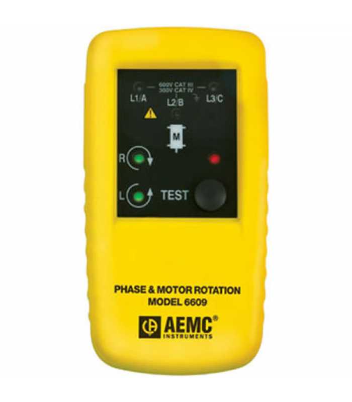 AEMC 6609 [2121.11] Battery-Powered Phase & Motor Rotation Meter, 40 to 600VAC Operating Voltage