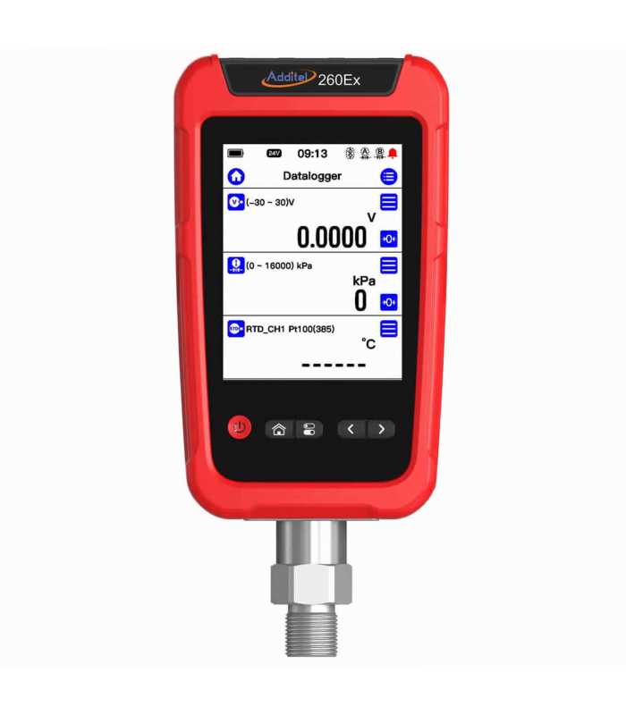 Additel ADT260EX [ADT260EX-V15-BAR-N] Handheld Multichannel Reference Recorder, ATEX Certified Intrinsically Safe,1/4NPT male, 0.02%FS, -1 to 0 bar, Gauge Pressure