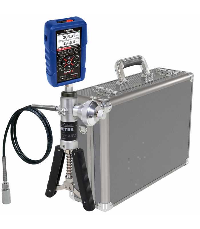 Ametek Crystal HPC40 [HPC41-30PSI-CXX] Single Sensor Pressure Calibrator w/Pump System System C (Oil) 0 to 3000 psi/200 bar, 1/4 NPT Male, 30 PSI & Aluminum Case