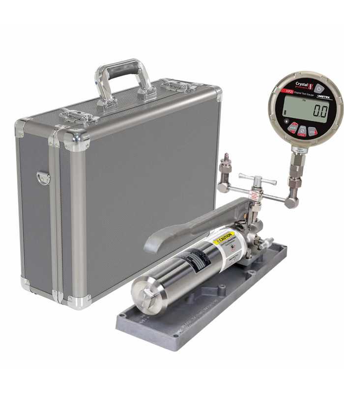 Ametek Crystal XP2i [15PSIXP2I-FOV] Digital Pressure Gauge w/Pump System F (Oil) 0 to 15,000 psi, 0.1% Accuracy, 1/4NPT Male, Aluminum Case, Gauge 15 PSI