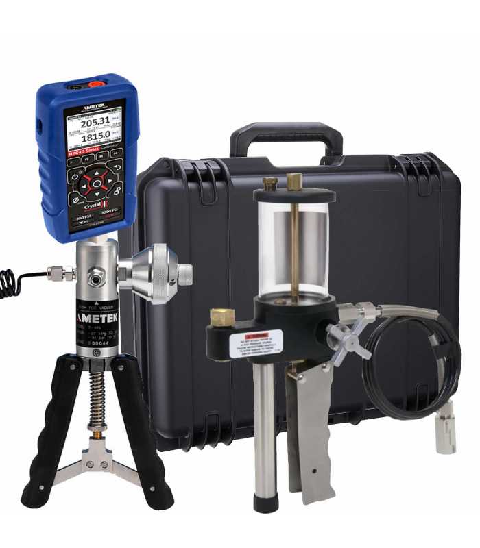 Ametek Crystal HPC40 [HPC41-30PSI-HOX-W] Single Sensor Pressure Calibrator w/Pump System H (Oil/Pneumatic)-27 inHg to 580 psi/-0.91 to 40 bar/0 to 5000 psi/350 bar, 1/4 NPT Male, 30 PSI & Waterproof Case