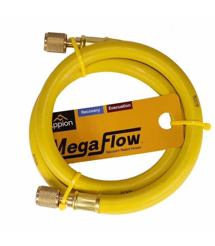 Appion MegaFlow [MH380004AAY] 3/8" Dia. Hose, 4-foot, 1/4"FL to 1/4"FL, Yellow