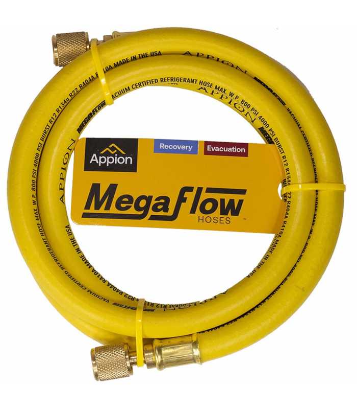 Appion MegaFlow [MH380006AAY] 3/8in Recovery Hose, 6ft 1/4in FL to 1/4in FL, Yellow