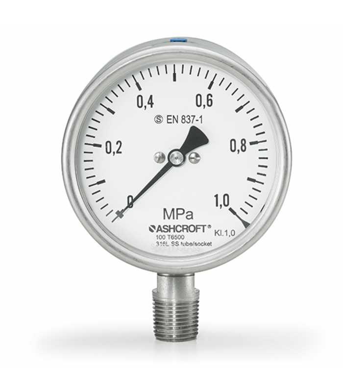 Ashcroft T6500 [10T6500] Analog Pressure Gauge, 100mm Dial Size