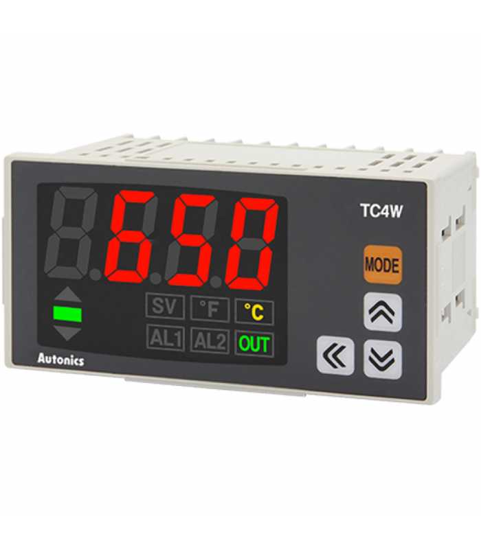 Autonics TC Series [TC4W-N4R] Temperature Indicator, 1/8 DIN horizontal (96x48 mm), Single Display 4 Digit, PID Control, Relay and SSRD, No Alarm Output, 100-240 VAC.