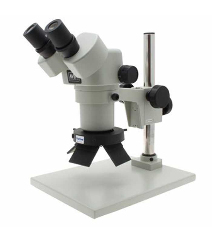 Aven Tools SPZ-50 [26800B-223-SPZ] Stereo Zoom Binocular Microscope with OLED Ring Light and Pole Stand, 6.7x to 50x