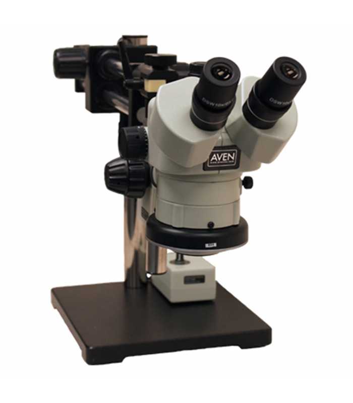 Aven Tools SPZ-50 [26800B-369] Stereo Zoom Binocular Microscope on Double Arm Boom Stand with Integrated LED Ring Light