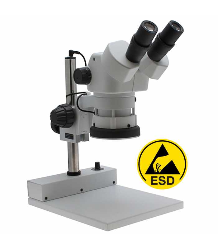 Aven Tools SPZ-50E [26800B-371-ESD] ESD-Safe Stereo Zoom Binocular Microscope with PLED Stand, 6.7x to 50x