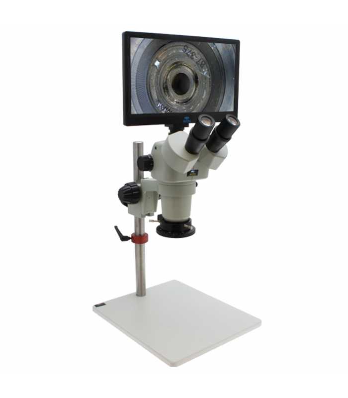 Aven Tools SPZV-50 [26800B-373-3] Stereo Zoom Trinocular Microscope System with Eidos Camera, LED Ring Light, Adjustable Polarizer, 6.7x to 50x