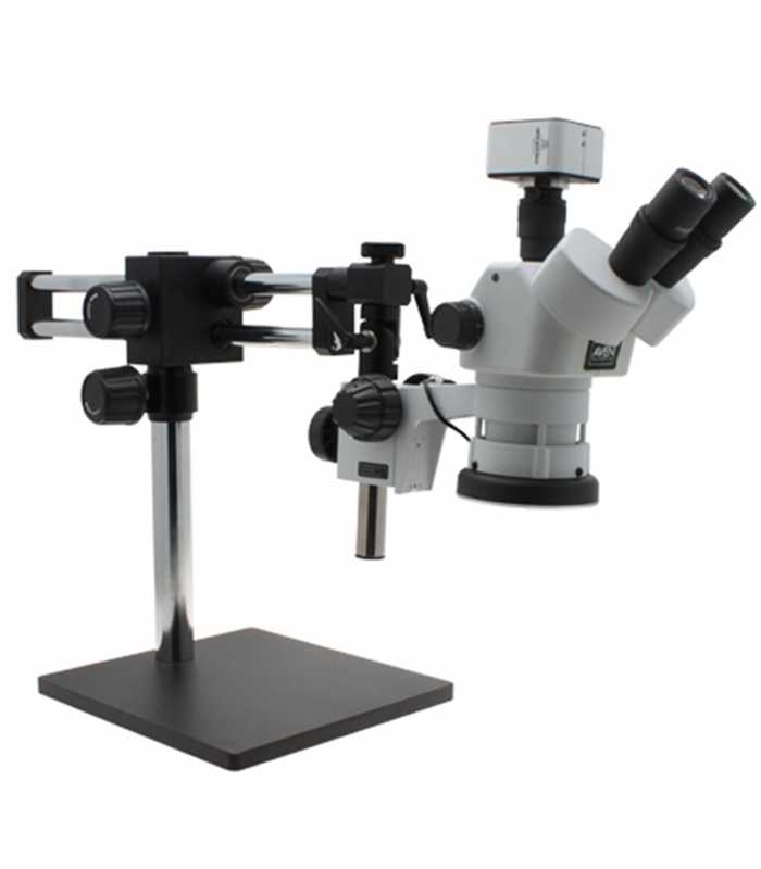 Aven Tools SPZV50E [26800B-373-ESD] Stereo Zoom Trinocular Microscope on Boom Stand with Integrated LED Light & USB 6M Camera, ESD Safe, 6.7x to 50x