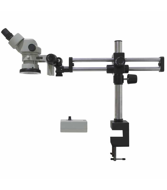 Aven Tools SPZHT-135 [SPZHT135-209-536] Stereo Zoom Trinocular Microscope on Dual Arm Boom Stand with Integrated Ring Light, 21x to 135x Magnification