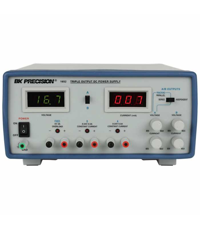 BK Precision 1652220V [1652-220V] Triple-Output Digital DC Power Supply, (2)24V/500mA, (1)5V/4A, 220VAC Line Input