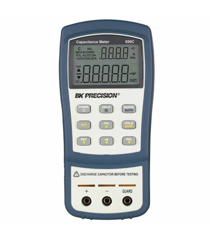 BK Precision 890C Dual-Display Handheld Capacitance Meter, 11,000-Count, 50 mF, 220VAC Line Input