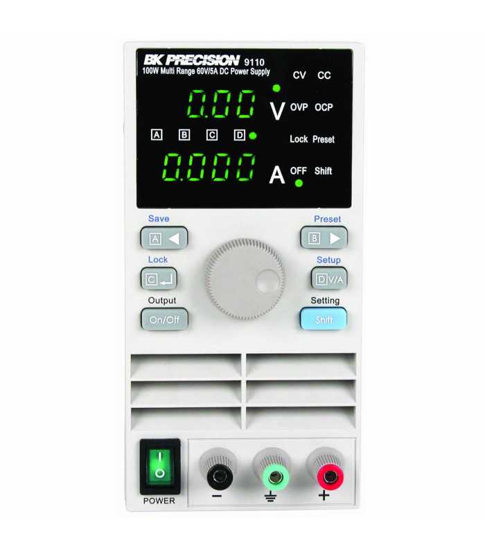 BK Precision 9110 [9110-220V] Programmable Multi-Range Digital DC Power Supply, 60V/5A, 100W, 220VAC Line Input