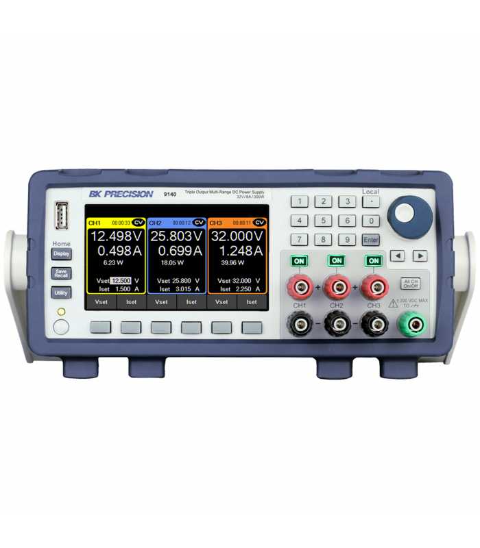 BK Precision 9140220VGPIB [9140-220V-GPIB] Programmable Triple-Output DC Power Supply, 32V/8A, 220VAC Line Input, GPIB Interface