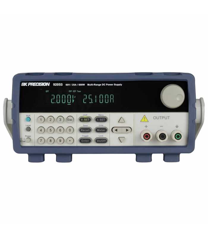 BK Precision 9205B [9205B-220V] Programmable Multi-Range DC Power Supply, 60V/25A, 600W, 220VAC Line Input, USB, RS-2312