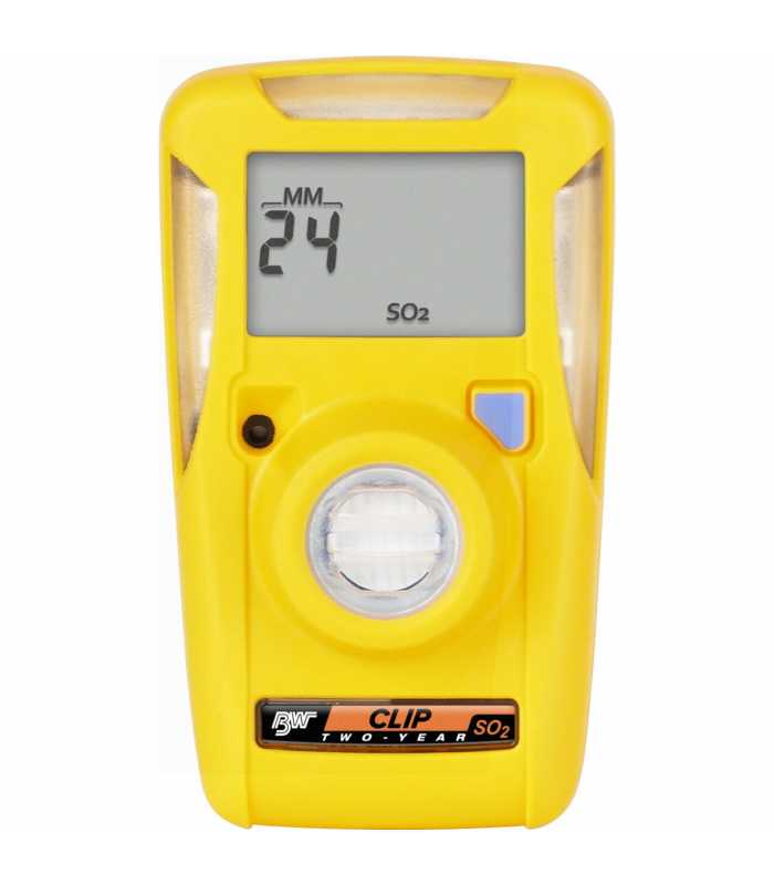 BW Technologies Clip [BWC2-S25] 2 Year Single Gas Detector, Sulfur Dioxide (SO2), Low - 2 ppm / High - 5 ppm