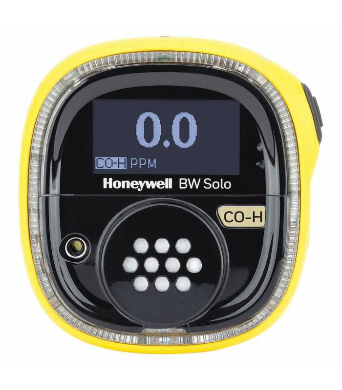 BW Technologies BW Solo [BWS1-M2-Y] Single-Gas Detector, Carbon Monoxide, Hydrogen (H2) Resistant (CO-H) Wireless - Yellow