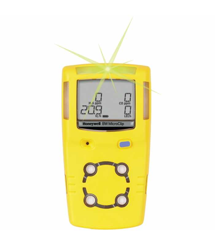 BW Technologies GasAlert MicroClip XL [MCXL-XWH0-Y-NA] 3-Gas Detector, Combustible, Oxygen & Hydrogen Sulfide (% LEL, O2, H2S) - Yellow