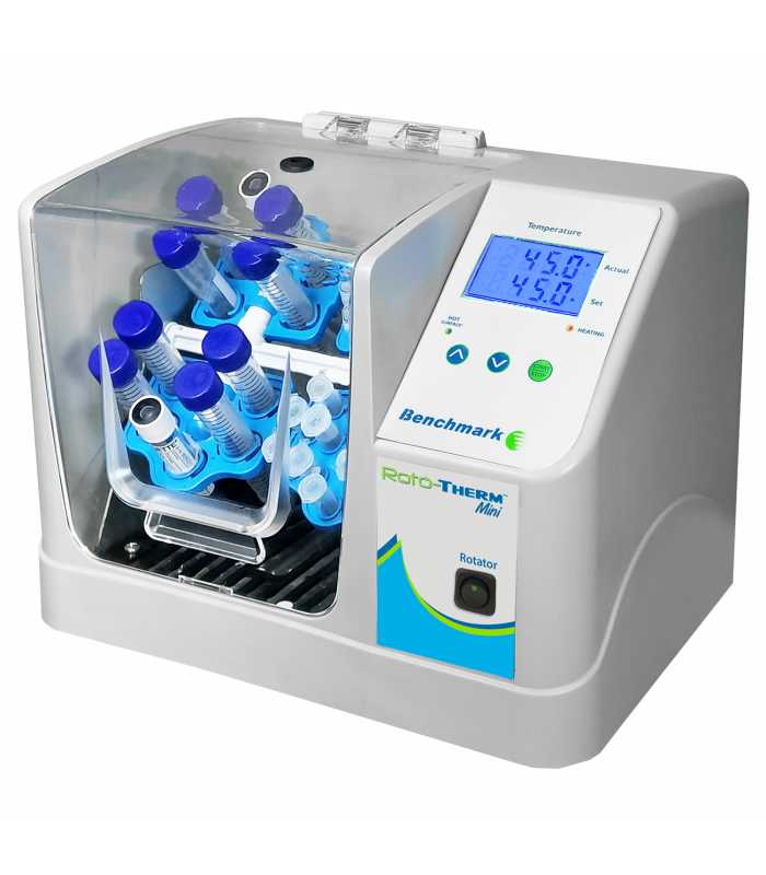 Benchmark Scientific RotoBot [H2020-E] Roto-Therm Incubated Tube Rotator with Tube Holders, Fixed Speed, 230VAC Line Input