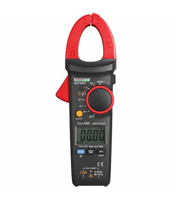 Besantek BSTCM74 [BST-CM74] True-RMS AC/DC Clamp Meter, 600V AC/DC, 400A, with Non-Contact Voltage