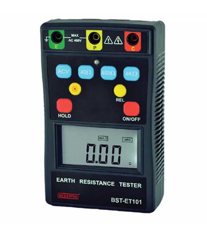 Besantek BST-ET101 [BST-ET101] Earth Ground Resistance Tester, 3 Range: 40 Ohm, 400 Ohm, 4 kOhm