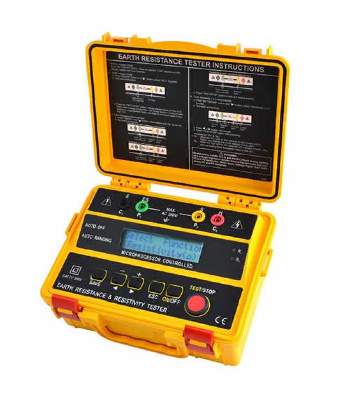 Besantek BSTET103 [BST-ET103] 4-Wire Ground Resistance Tester with Resistivity Test, 200 Stored Records