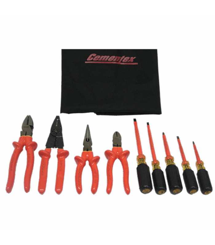 Cementex TR9ELK [TR-9ELK] 9-Piece Basic Electrician's Tool Kit with Roll Case