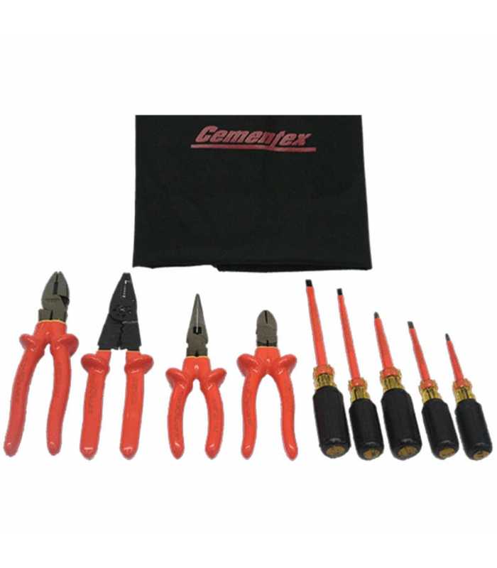 Cementex TR9ELKC [TR-9ELK-C] 9-Piece Basic Electrician's Tool Kit with Composite Tool Roll Pouch 9