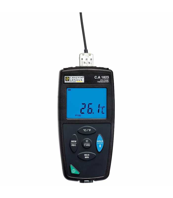 Chauvin Arnoux CA 1823 [P01654823] 1-Channels RTD Thermometer Data Logger, -100 to + 400°C (-148 to + 752°F) Sensor Type PT100 & PT1000