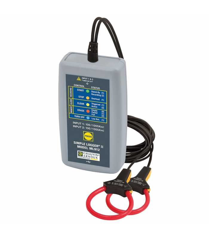 Chauvin Arnoux Simple Logger II ML912 [P01157130] 2-channel Current Logger with Flexible Sensors*DISCONTINUED*