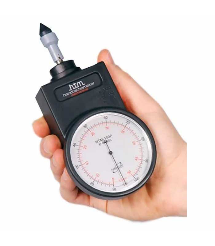 Checkline HTM [HTM-100M] Hand-Held Mechanical Tachometer, 10-10,000 rpm/1-1,000 m/min with 0.1m Circumference Surface Speed Wheel