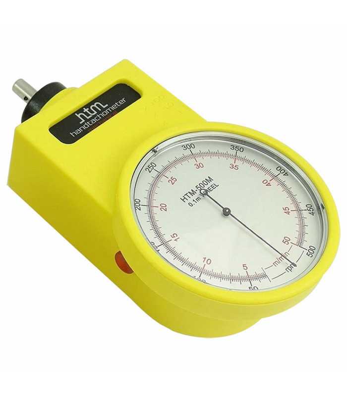 Checkline HTM-ATEX [HTM-100M-ATEX] ATEX-Certified Hand-Held Mechanical Tachometer, 10-10,000 Rpm/1-1,000 M/Min With 0.1m Circumference Surface Speed Wheel