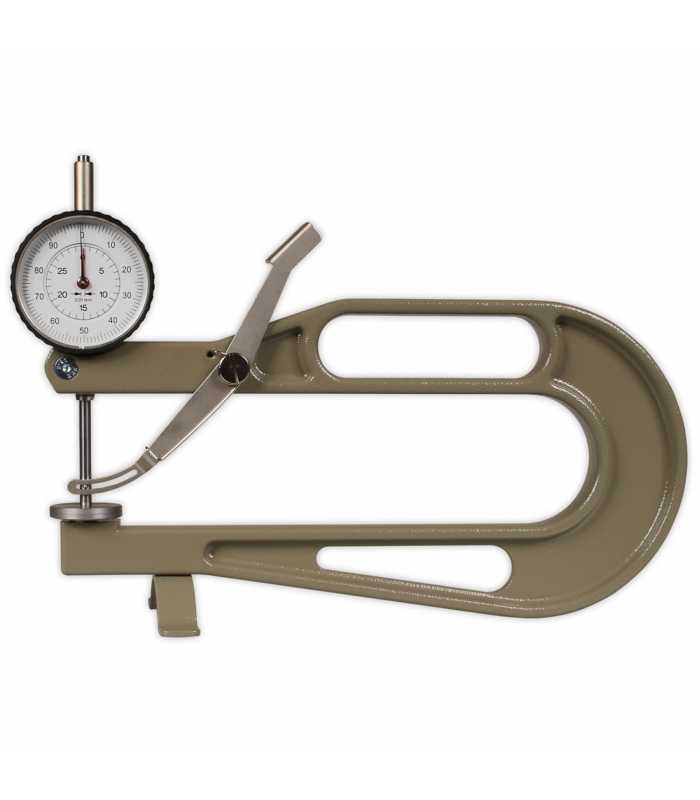 Checkline J-200 [J-200-A] Analog Dial Thickness Gauge, 10mm Range, Depth Of Jaw 200 mm (7.87 Inch), Feeler A (30 mm) For Rubber, Felt, Soft Materials, Non Wovens