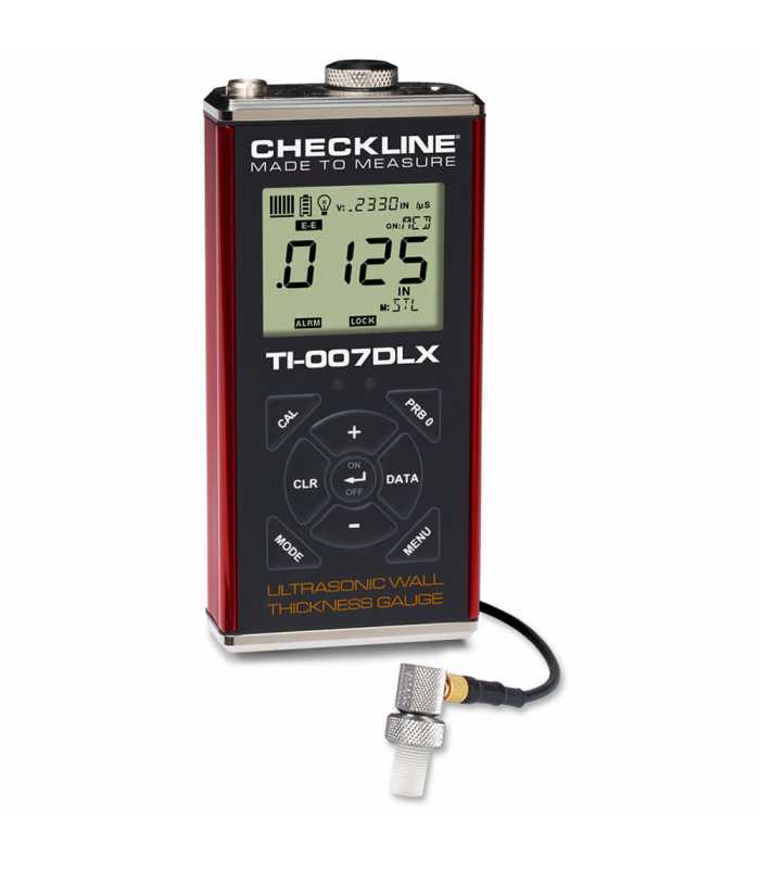 Checkline TI-007DLX [TI-007DLX-BT] Precision Ultrasonic Wall Thickness Gauge Kit With T-402-5507 Probe With Built-In Datalogger & Bluetooth Option