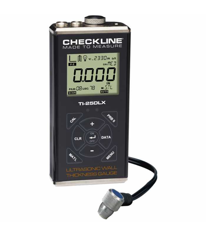 Checkline TI25DLX [TI-25DLX] Ultrasonic Wall Thickness Gauge with Data Logging & USB Output, 0.025 - 6.00 inches (0.60 - 150.0 mm)