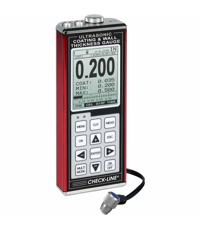 Checkline TI-CMXDL [TI-CMXDL-2225] Data-Logging Combination Coating And Wall Thickness Gauge With 1/4" 2.25MHz Transducer For Thin Plastics