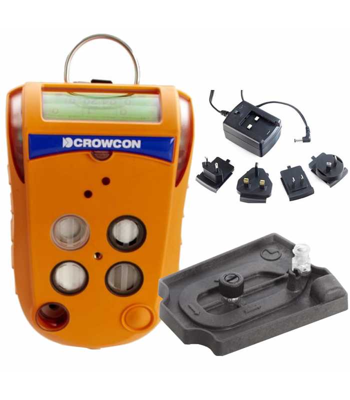 Crowcon Gas-Pro [GPC-0014-EA-A] 4-Gas Confined Space Entry Monitor, CO, H2S, O2, CH4 with Multi Region Power Lead, Pumped with Flow Plate
