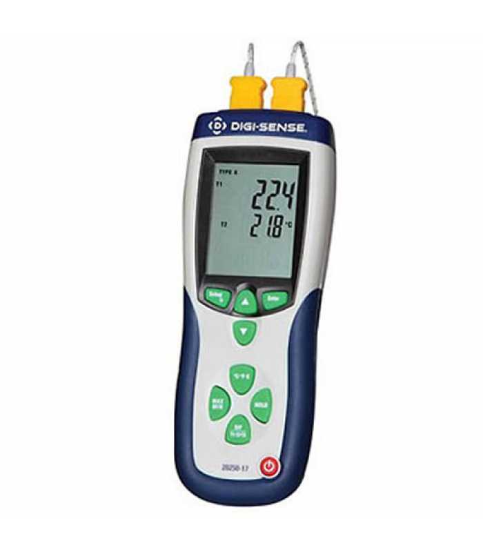 Digi-Sense 20250-17 Type K Dual-Input Thermocouple Probe Thermometer -328 to 2501° F (-200 to 1372° C)