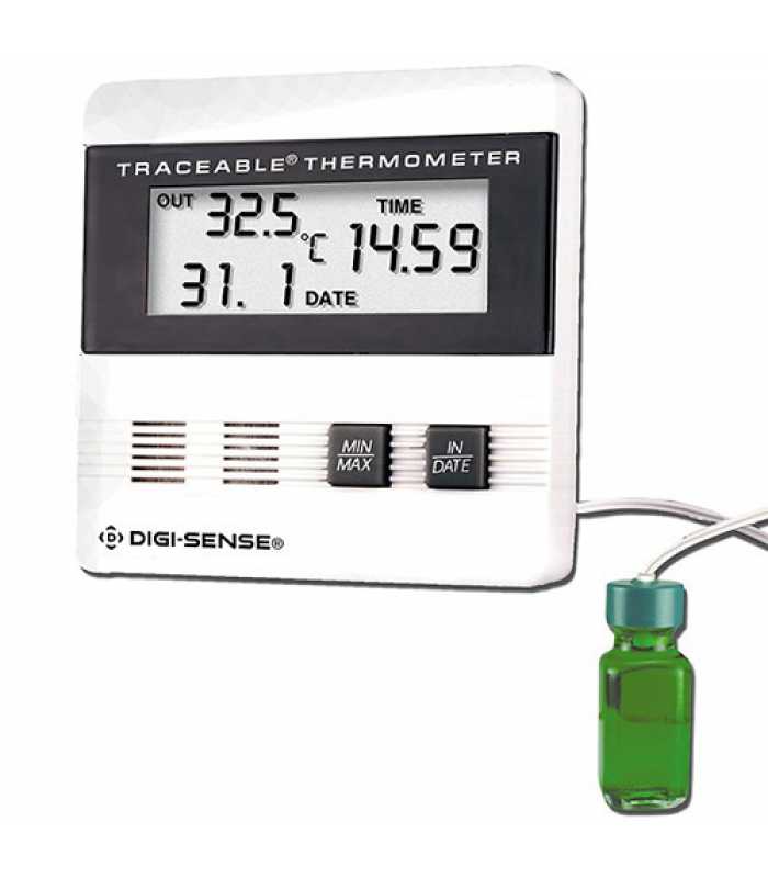 Digi-Sense 90002-02 [WD-90002-02] Time and Date Digital Thermometer with NIST-Traceable Calibration, Bottle Probe