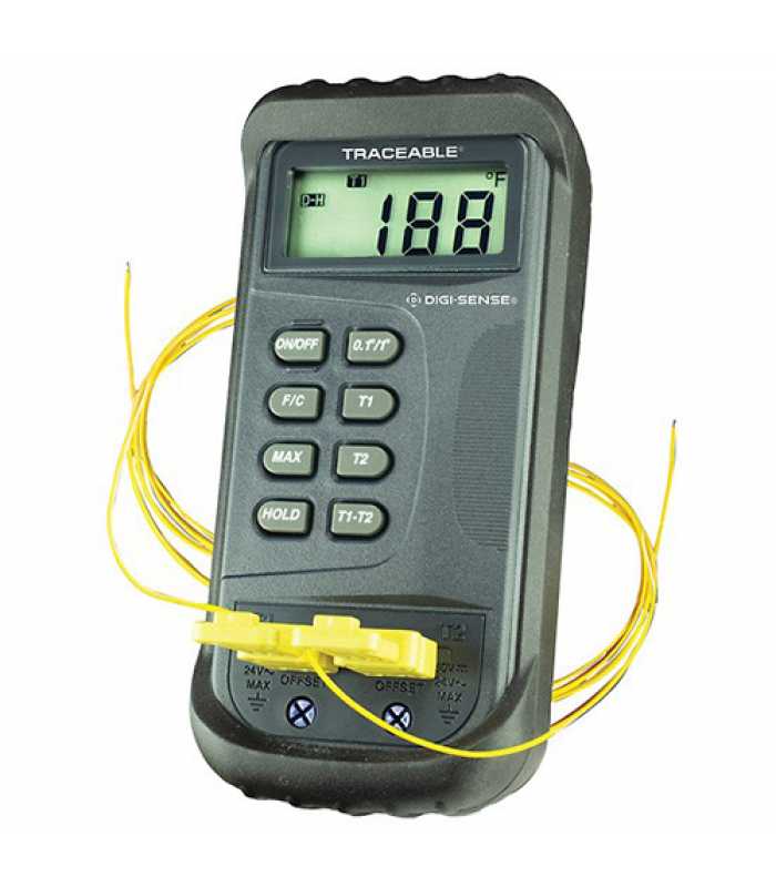 Digi-Sense 91210-31 [WD-91210-31] 2-Channel Thermocouple Thermometer with Offset and NIST-Traceable Calibration